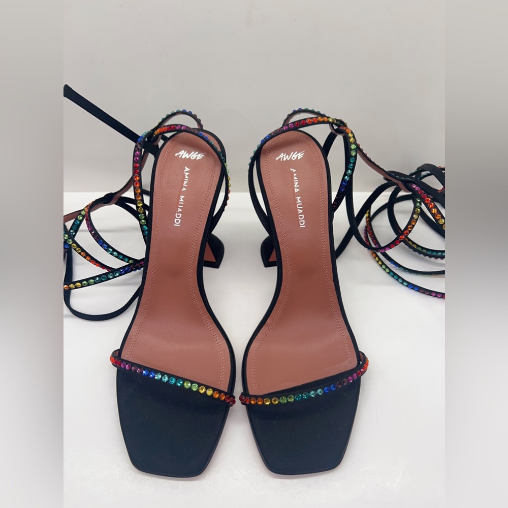 Amina Muaddi x AWGE thigh-high satin sandals - Picture 6 of 13